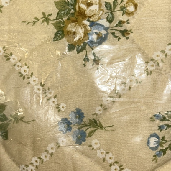 NWT Vintage Mid Century Modern Montgomery Ward Blue Floral Quilted Bedspread - Picture 3 of 6